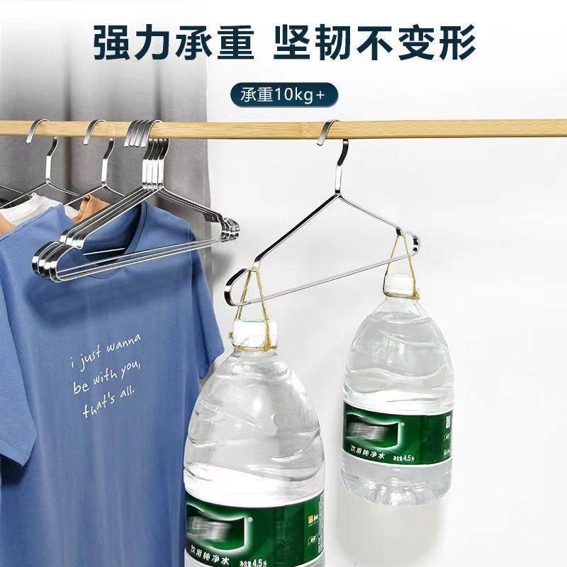 Stainless Steel Hanger Solid Thickened Widened Flat Strip Non-slip Seamless Drying Hanger Thickened Groove Drying Clothes Hanger