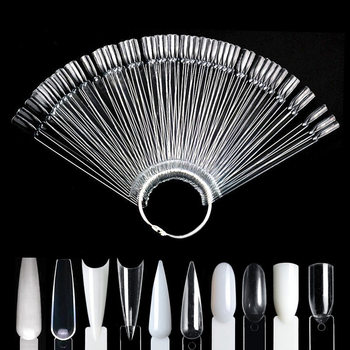 Nail Art Materials Fan-Shaped Color Chart Set Round Head Accessories Flat Head Professional Nail Polish Gel Color Board Practice Nail Pieces
