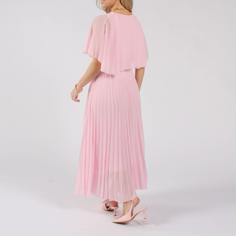 Summer Maxi Dress for Women V Neck Waist Defined Solid Color Vacation Style Wholesale Available