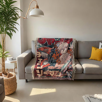 Cross-Border Woven Blanket Cartoon Animation Tassel Sofa Cover Blanket Soft Thread Blanket Camping Blanket Outdoor Picnic Blanket