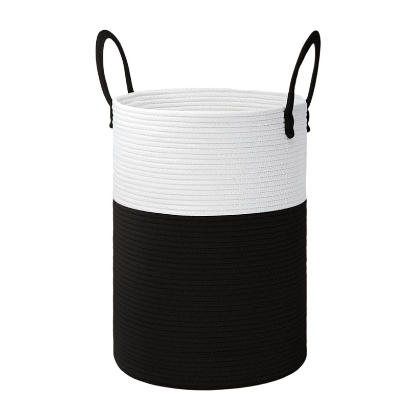 Cotton Rope Dirty Clothes Basket Cross-Border Popular Round Woven 40L Hand Basket 60L Foldableable Large Capacity Dirty Clothes Basket 80L