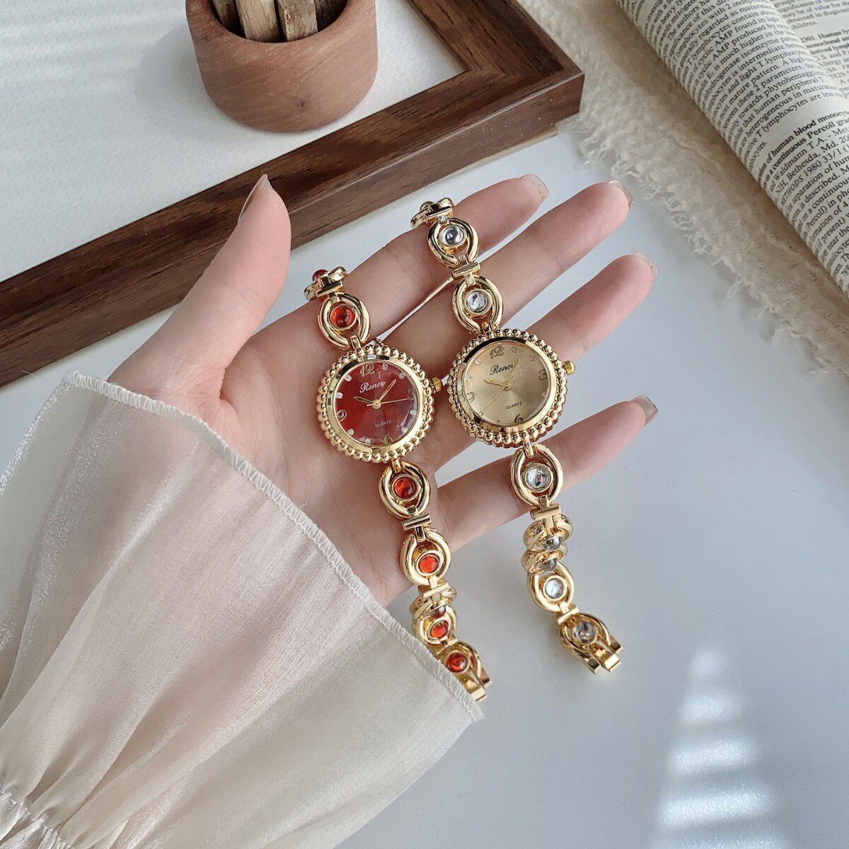 Compact Dial Women's Watch Simple Thin Strap Digital Face Bracelet Watch Student Watch Cross-Border Foreign Trade Popular Retro