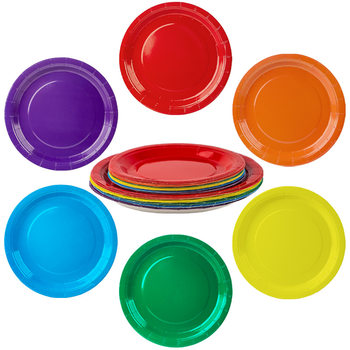 Factory Spot Solid Color Disposable Paper Plates and Cups Monochrome Simple Party Decoration Supplies Round 7inch 9inch Set