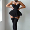 Cross-border pure desire body-shaping jumpsuit suspenders suit sexy lingerie sexy mesh bow suspenders lace skirt