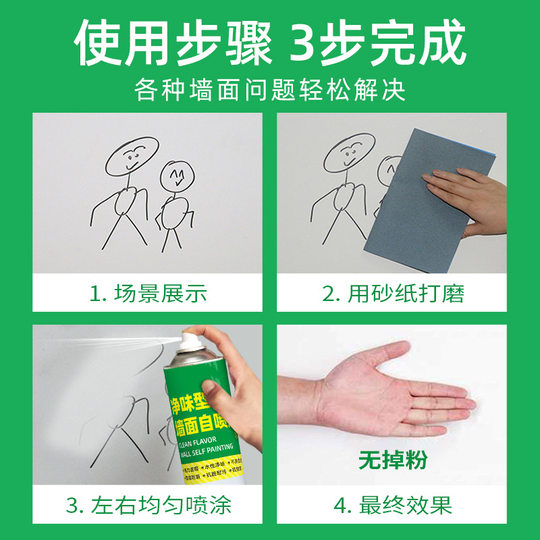 Wall Renovation Self-Painting Indoor Graffiti Black Spot Latex Paint Household Odor-Free Environmentally Friendly Water-Based White Repair Spray