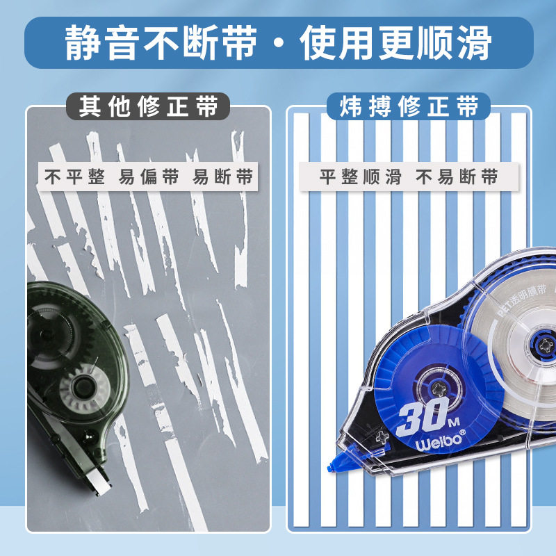 Large-Capacity Correction Tape Wholesale Correction Tape Creative Student Supplies Correction Tape Transparent Silent Not Easy to Break Stationery