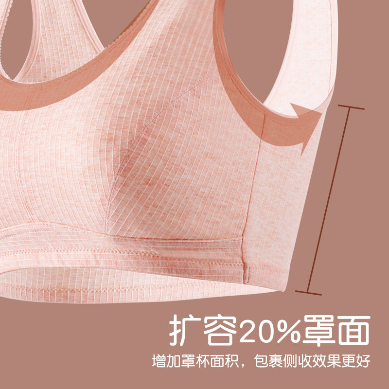 无钢圈透气背心中老年内衣舒适薄款彩棉加肥加大码老奶奶文胸罩