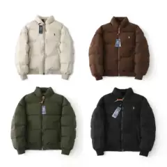 Cross-Border Corrected Version Ralph Classic Pony Embroidery Checkered Fabric Long Sleeve Zippered Stand Collar Down Jacket RL100254