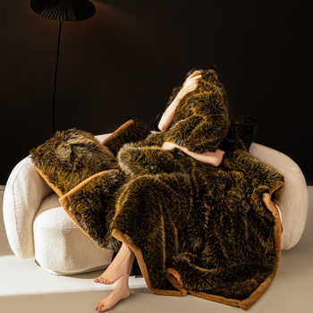 Cross-Border Imitation Fox Fur Blanket, Winter Thickened Blanket, Extra Thick Raschel Bed Blanket, Sofa