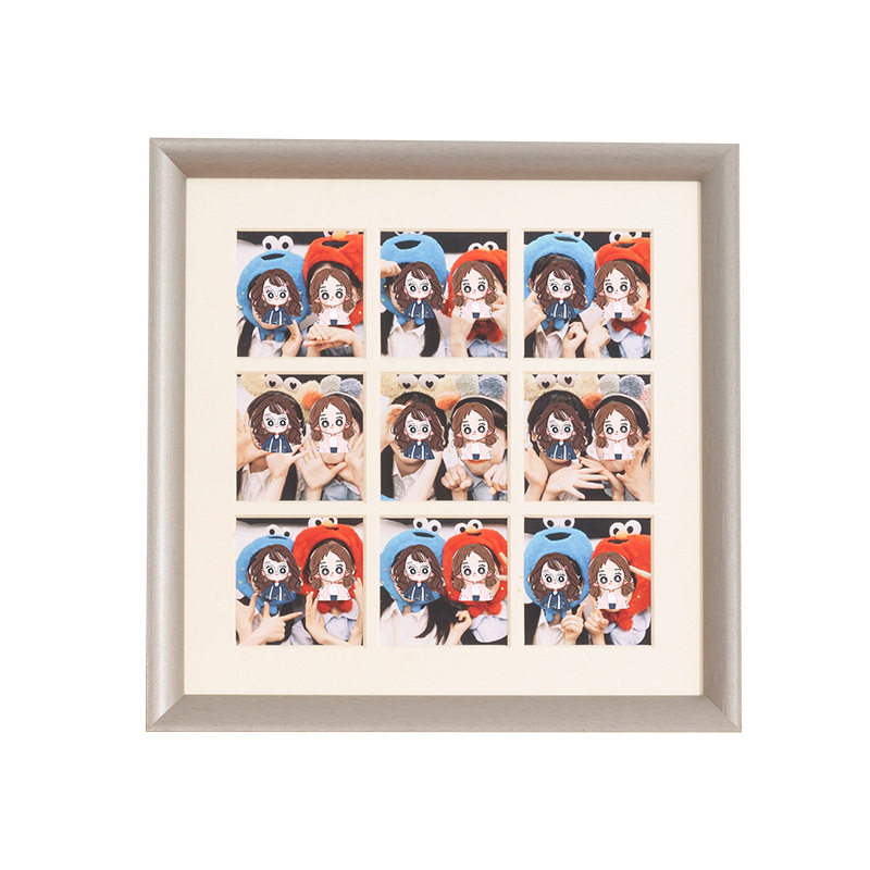 Log Color DIY Jiugongge Photo Frame Couple Wedding Commemoration Photo Made into Picture Frame Wall Hanging Children's Photo