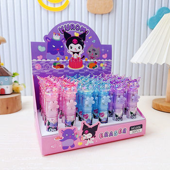 Kulomi Shape Crystal Lipstick Eraser Kappibala Swivel with Light Clean Less Scrap Pencil Eraser Gift