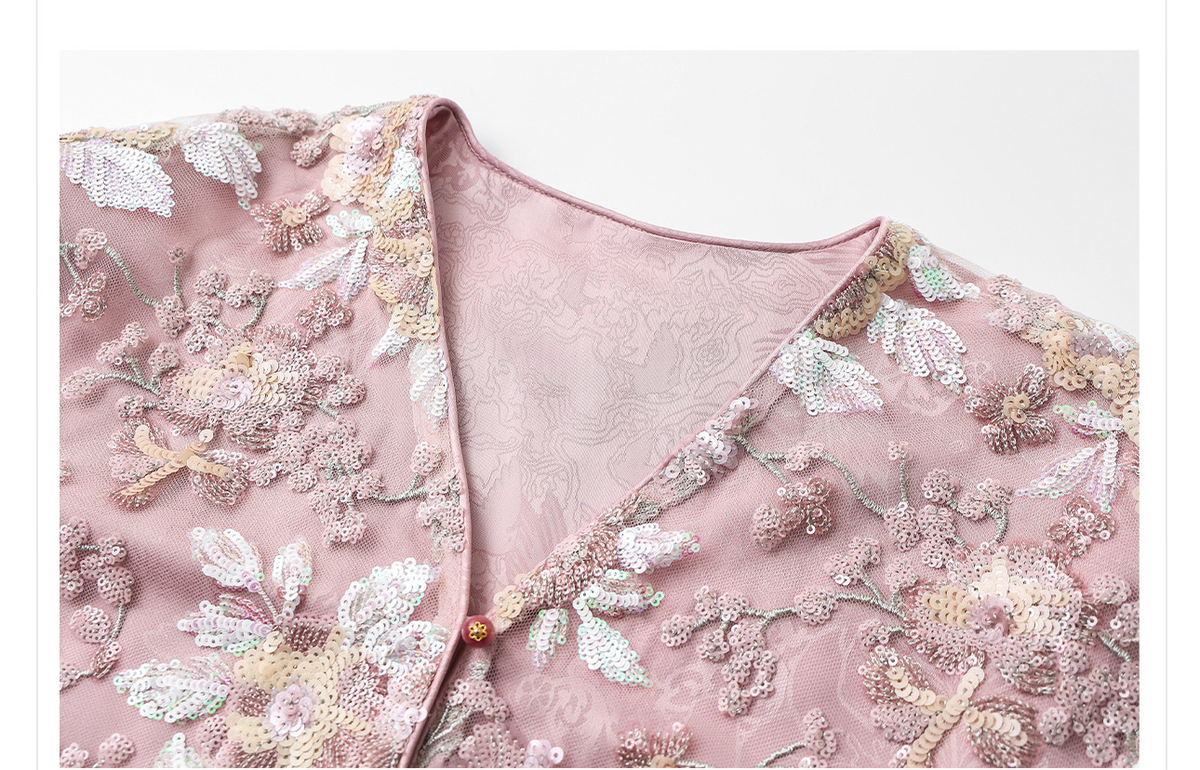 Bộ áo khoác và chân váy nữ thêu hoa đính sequin dài tay — Váy thêu (giao hàng trong 7 ngày), Váy thêu (giao hàng trong ngày), Áo khoác thêu (giao hàng trong 7 ngày), Áo khoác thêu (giao hàng trong ngày)