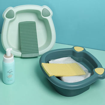 Laundry Basin with Washboard Baby Special Basin Student Dormitory Household Face Washing Large Balcony Washboard Clothes Washing Basin