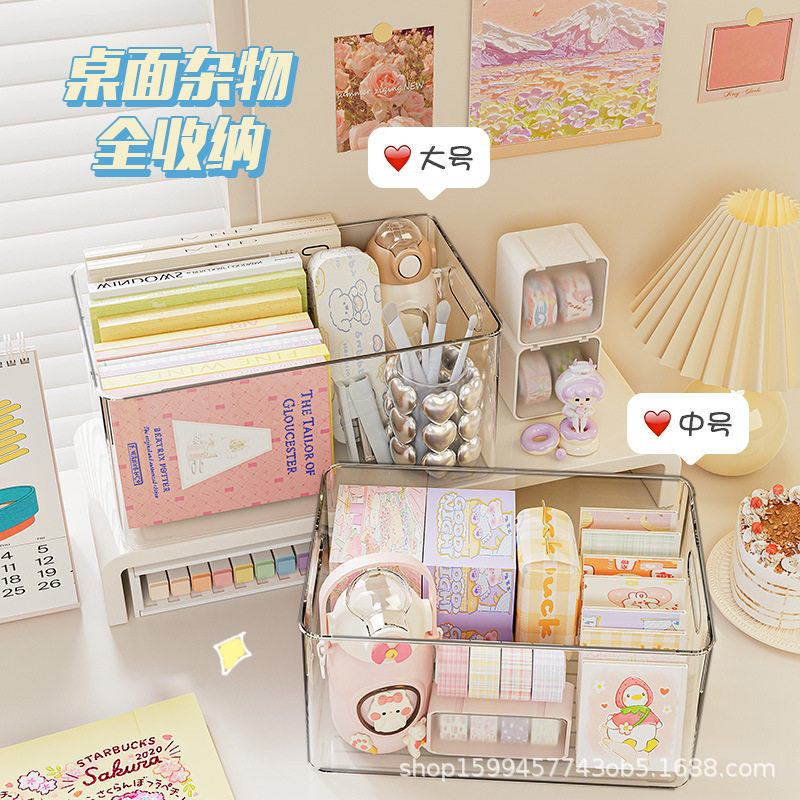 Acrylic Storage Box to Organize Desktop Transparent Storage Basket Cosmetics and Skin Care Products Dressing Table Plastic Sundry Box