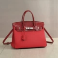 Red Crocodile-Pattern 25CM Silver Hardware