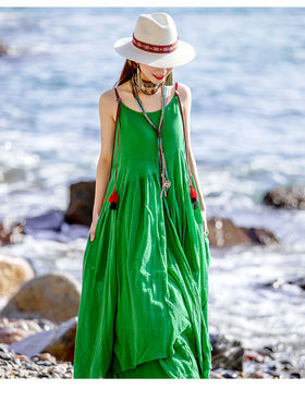 波西米亚长款红色项链套装民族风表演耳环云南海边旅游项饰女