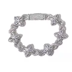 Cross-Border European and American Hip-Hop Men's Four-Leaf Clover Figure-Eight Cuban Chain Zircon Bracelet Jewelry Accessories for Women with a High-End Feel