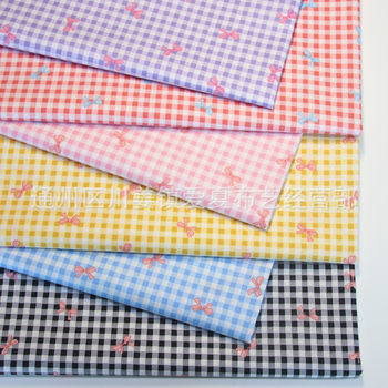 Plaid Bow Cotton Twill Pure Cotton Cartoon Fabric Cotton Bedding Fabric Fabric Wholesale