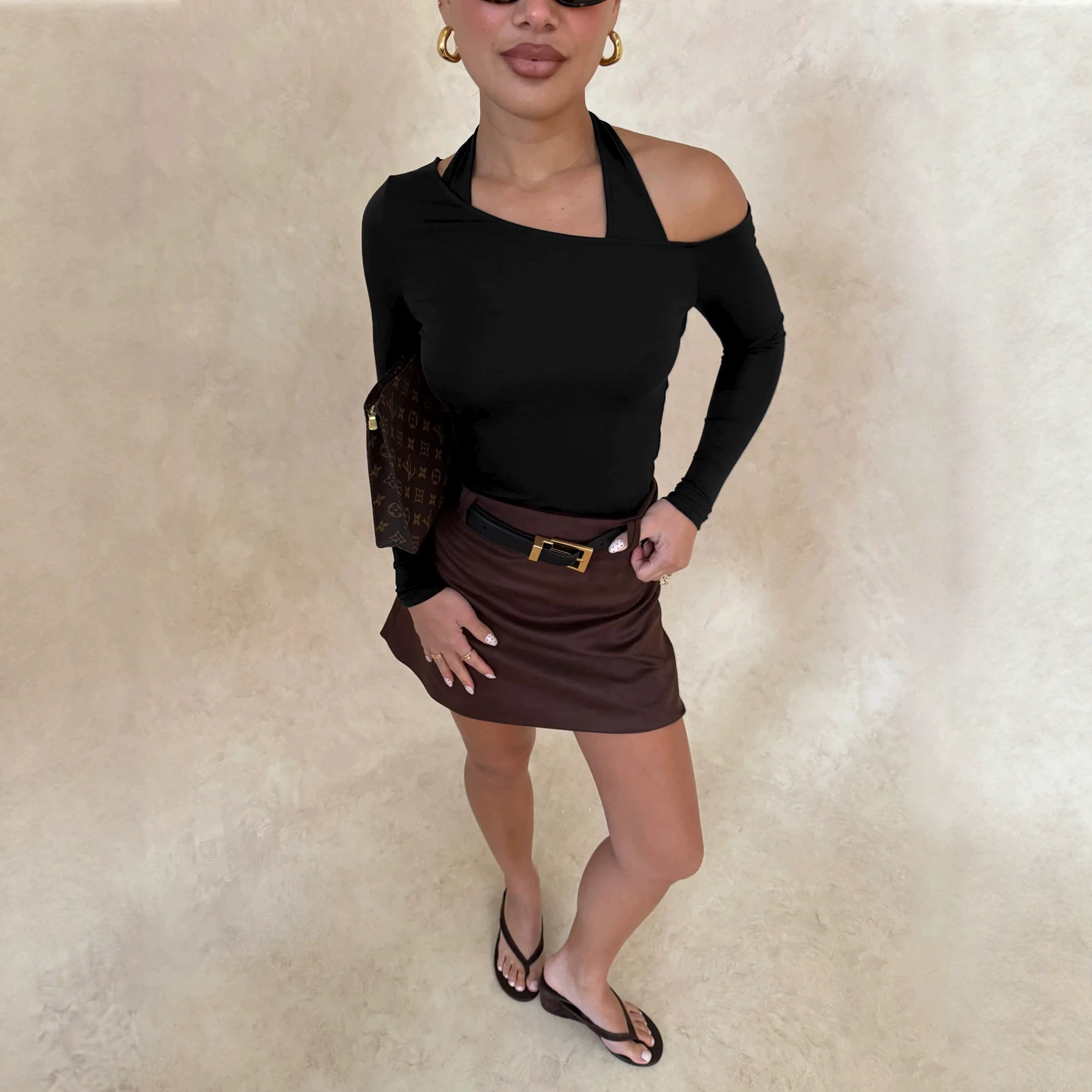 Asymmetrical Long Sleeve Top for Women Halter Neck Slim Fit Versatile Style Perfect for Autumn and Winter Wholesale