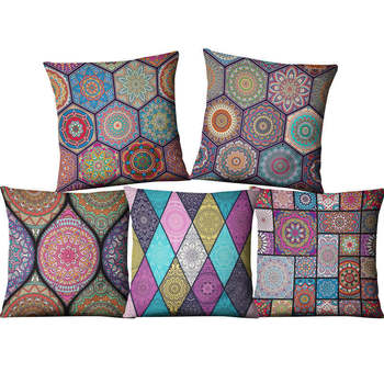 Amazon Explosions Indian Mandala Geometry Mandala Pillow Case Linen Pillow Cushion Cover Home Car