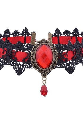 原宿复古绒带蕾丝项链女短款锁骨链 颈链朋克萝莉脖子链项圈