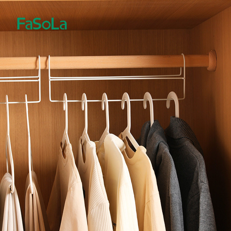 FaSoLa iron wardrobe storage rack high and low dislocation hanger home space-saving multifunctional clothes hanger