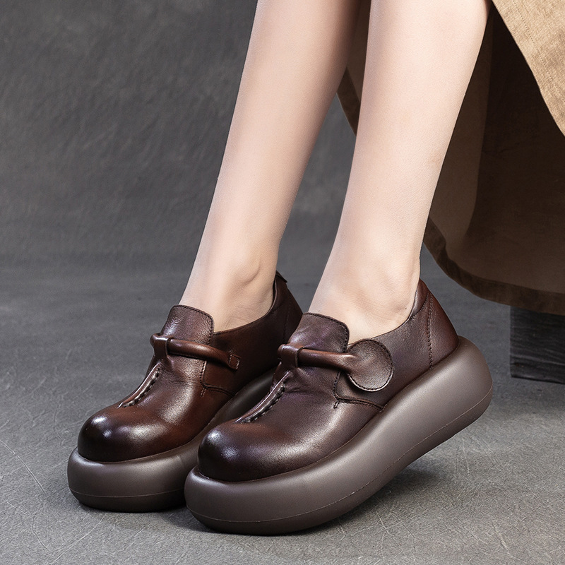 Giày Thể Thao Tăng Chiều Cao Nữ Chất Liệu Da Bò Đế Cao Hàng Mùa Xuân Thu Đông