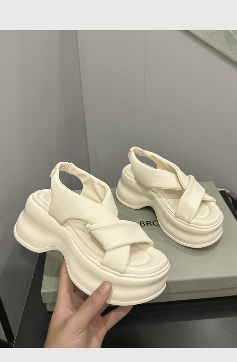 Dép sandal nữ quai chữ V đơn giản mùa hè, đế TPU nhẹ êm — Đen, Len nguyên chất chi tiết 12