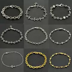 High-End Retro Thick Letter Bracelet Dice Scout Flower Cross Flower Ball Tiny E Full Flower Jewelry with Diamond Gold