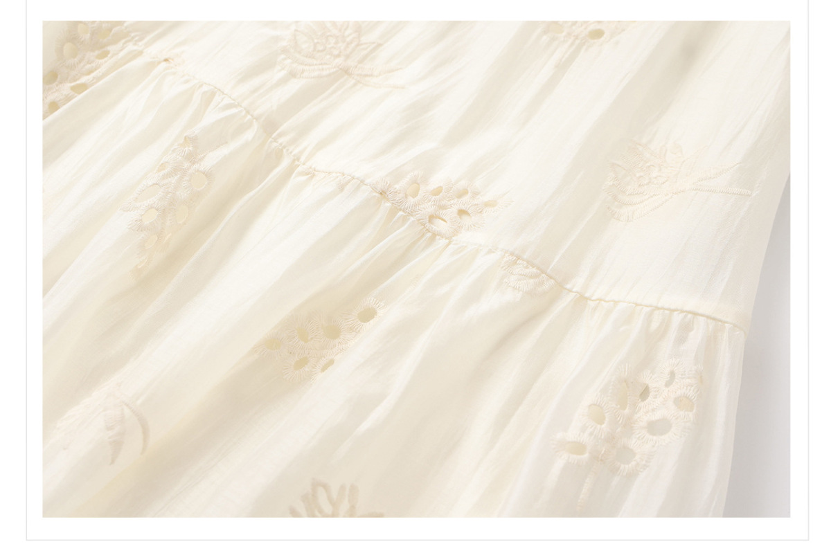 Đầm nữ dáng suông cổ tròn tay ngắn chất tencel mềm mại — Màu mơ sữa (cấp trong ngày), Màu mơ sữa (giao hàng trong 7 ngày)