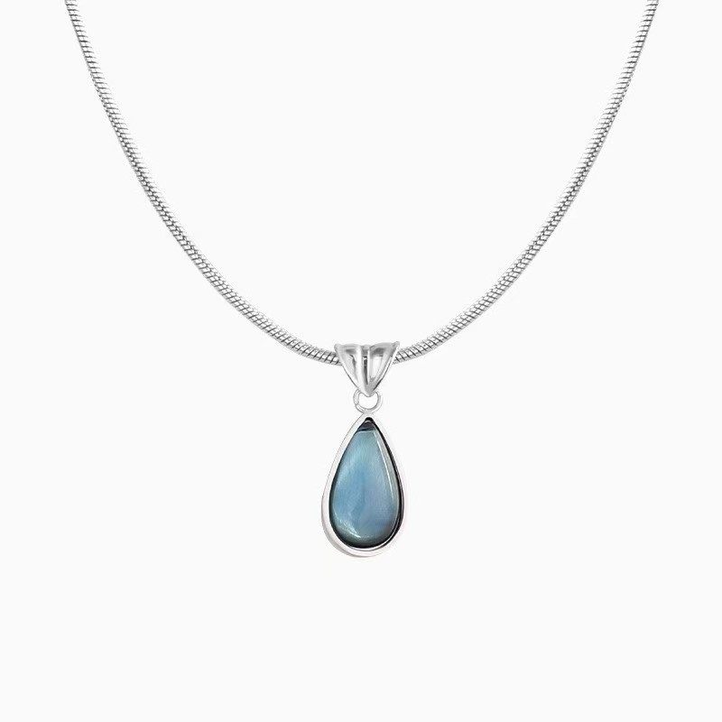 Mermaid Tears ~ elegant niche all-match blue water drop pendant necklace women's fashionable light luxury high-grade clavicle chain