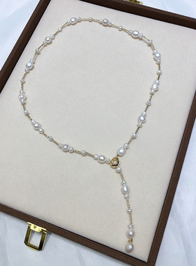 异形巴洛克淡水珍珠项链女时尚简约饰品小众设计感珍珠毛衣链