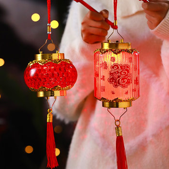 Year of the Horse Red Lantern 2026 New Model Lantern Festival New Year Children's Handheld Light-Up Small Lantern with Fortune Character Laser Projection Palace Lantern