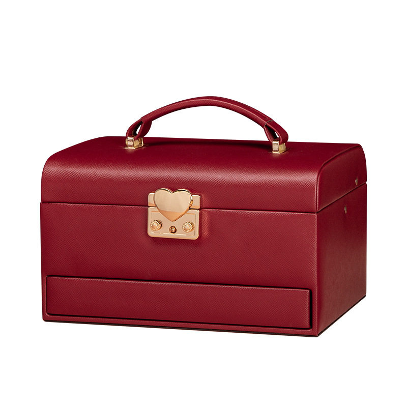 2025 New Jewelry Box Small Lockable Portable Wedding High-End Jewelry Storage Box Bracelet Necklace Jewelry Box