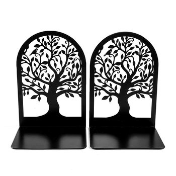 Cross-Border New Tree of Life Bookends Metal Cutting Tree Shadow Hollow Bookends Wholesale