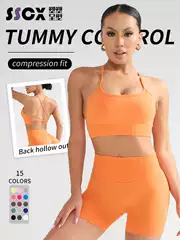 Cross-Border Cross-Back Fitness Set, Backless Vest, Peach Butt Yoga Outfit, Outerwear Running Sports Set