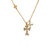 Korean Style Exquisite Elegant Fashion Zircon Double Cross Pendant Necklace Distinctive Light Luxury All-match High-end Clavicle Chain