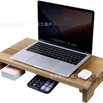 Acacia Wood Computer Monitor Stand Desktop Organizer Storage Rack Workstation Storage and Organization Stand Base