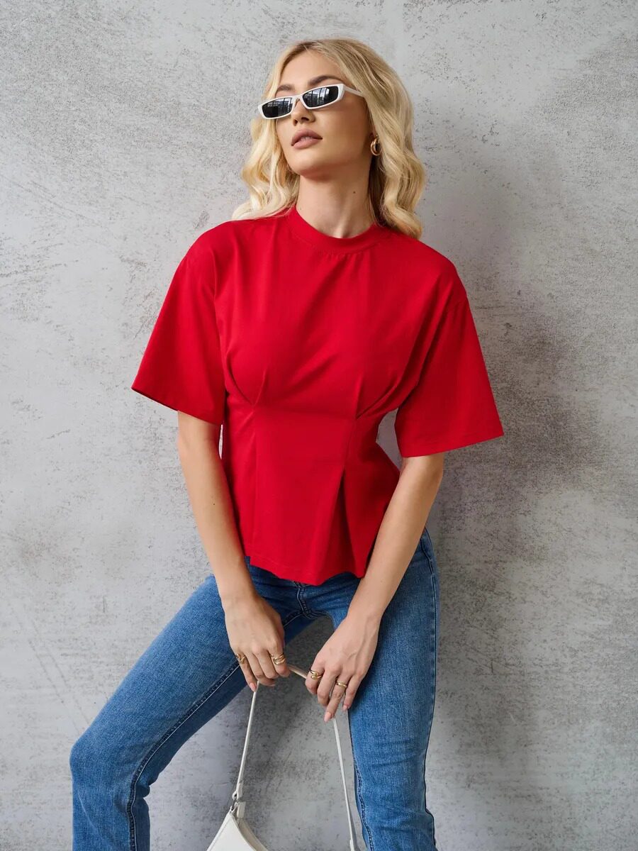 Womens Loose Fit Cotton T Shirt Short Sleeve Solid Color Comfortable Round Neck Summer Casual Wear Wholesale