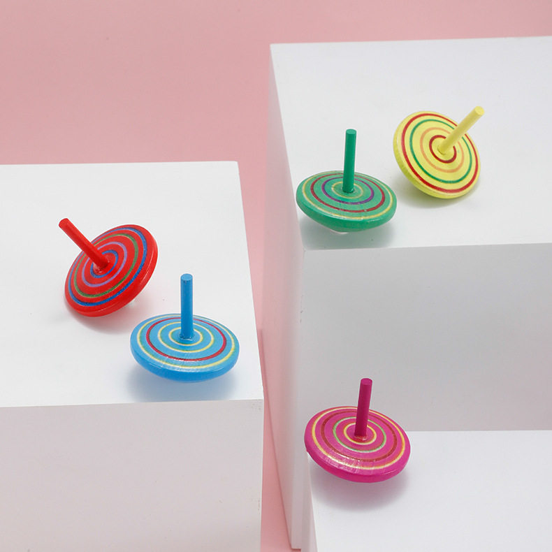 Carefully Selected Children's Rotating Wooden Top Wooden Desktop Decompression Toy Manual Educational Leisure Circle Top Toy