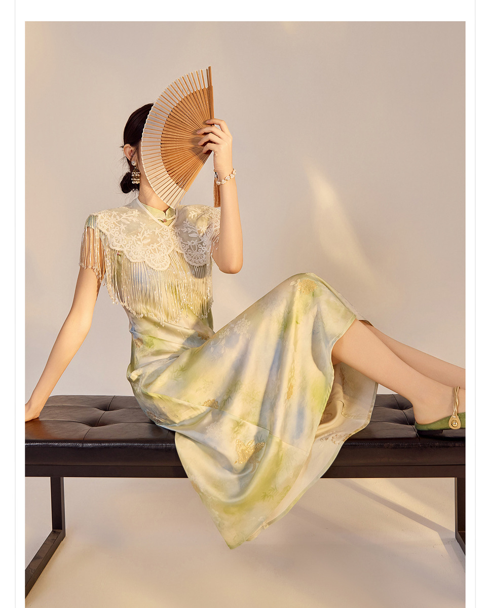 Đầm dáng sườn xám cổ đứng không tay họa tiết hoa in, ôm body thanh lịch — Màu xanh lam (giao hàng trong 7 ngày), Màu xanh lam (phát hành trong cùng ngày)