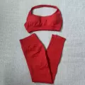 Chili red halter bra + pants suit