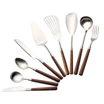 26-Year New Model Spatula for Home Kitchen, Light Luxury Retro Solid Wood Handle, 304 Stainless Steel Spoon Spatula Kitchen Utensils