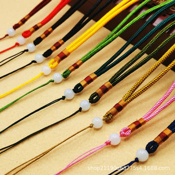 Hand-Woven Handle Toy Rope Waist Lanyard Colorful Thread Rope DIY Handle Rope Accessories Jade White Round Bead Round Rope