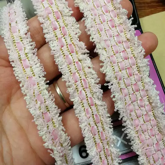 Xiao Xiang Style New Pink Velvet Pink White Ribbon Lace Accessories Garment with DIY Hair Band Decoration