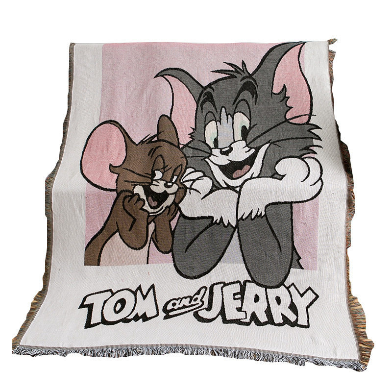 Cartoon Cat and Mouse Single Sofa Cover Full Cover Cloth Sofa Blanket Sofa Towel Multifunctional Tapestry Thread Blanket