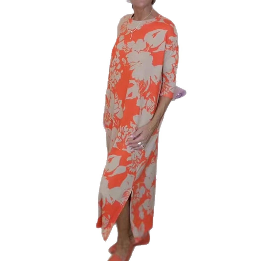 Floral Print Long Sleeve Dress for Women Round Neck Autumn Style Casual Wear Wholesale Available