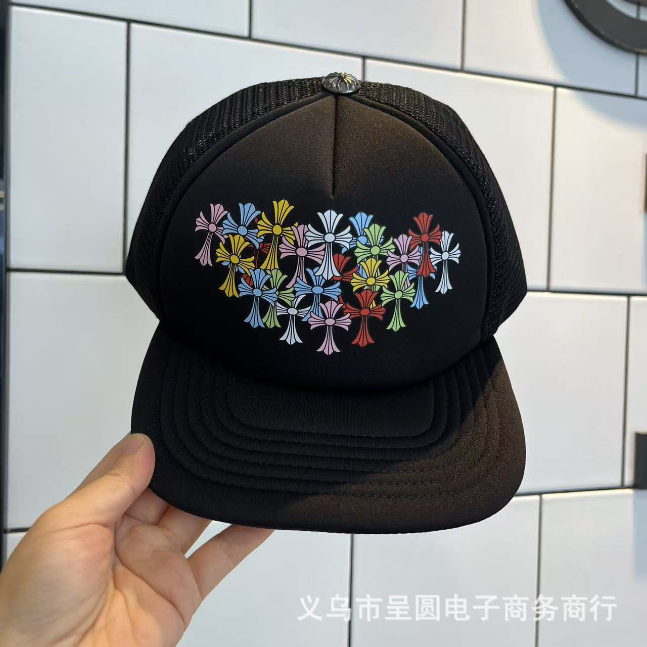 American Style Trendy Brand New Couple Summer CH Crowe Sunshade Hat Fashion Embroidered Flat Brim Hip Hop Hat ~ Baseball Net Hat