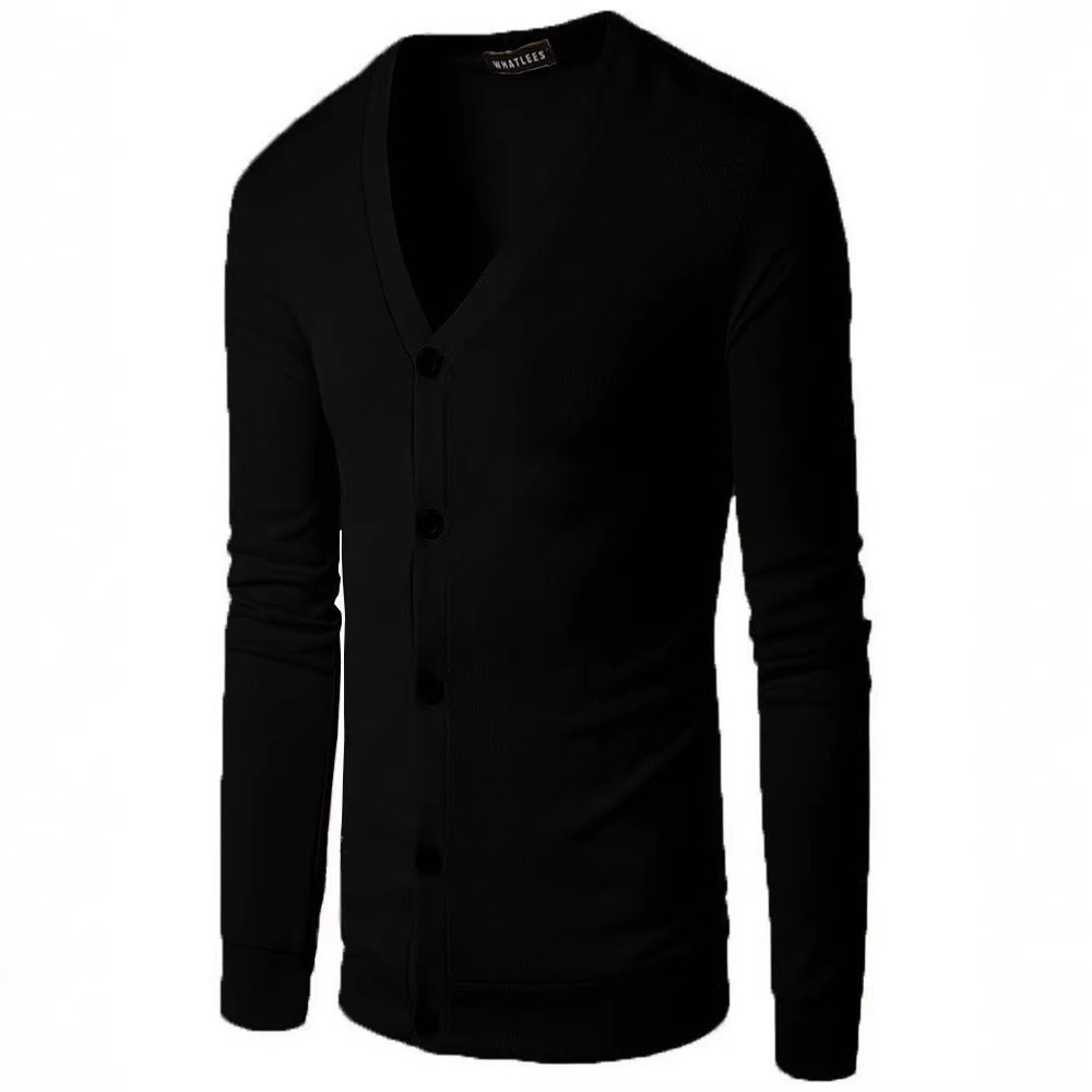 针织衫男款春秋新品休闲纯色男式针织开衫V领长袖毛衣男跨境现货