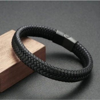 Cross-Border New Amazon European and American Men's Bracelets Retro Braided Leather Rope Magnet Buckle Bracelets Popular Leather Bracelets